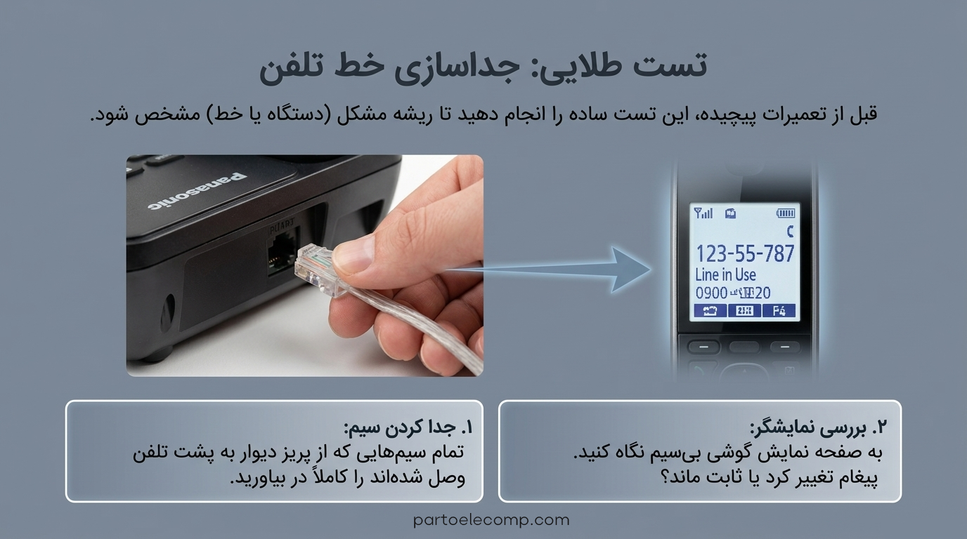 پیغام Line in Use در تلفن پاناسونیک - تست طلایی با جداسازی تلفن