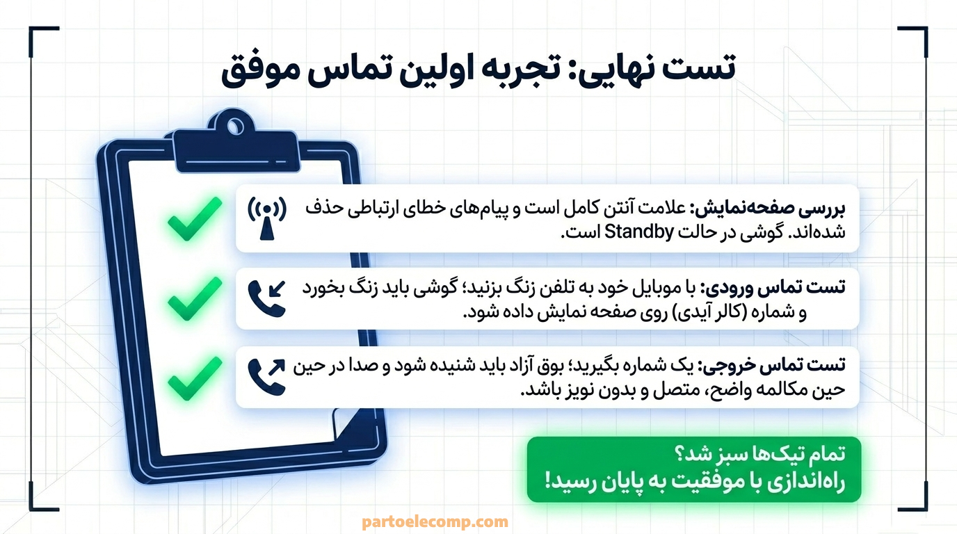 تست نهایی بعد از راه اندازی تلفن بی سیم پاناسونیک