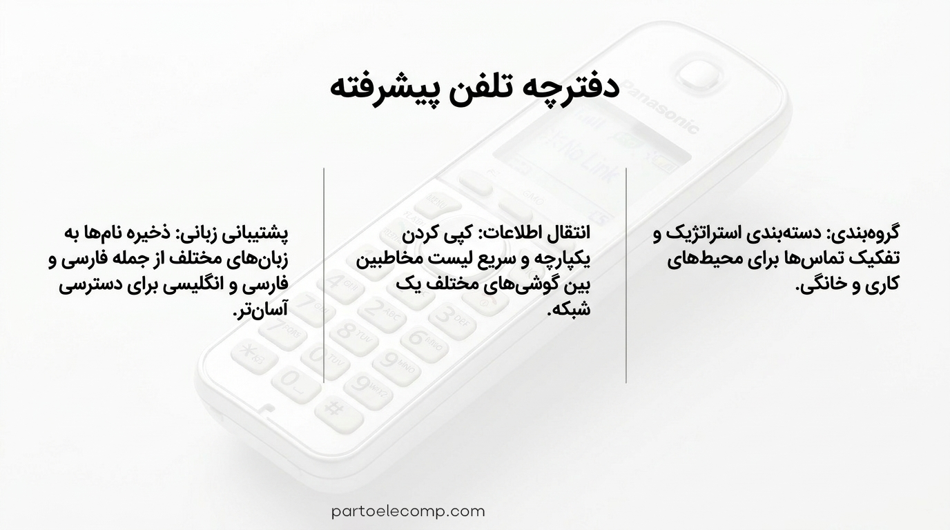 تنظیمات تلفن بی ‌سیم پاناسونیک - دفترچه تلفن و مدیریت مخاطبین
